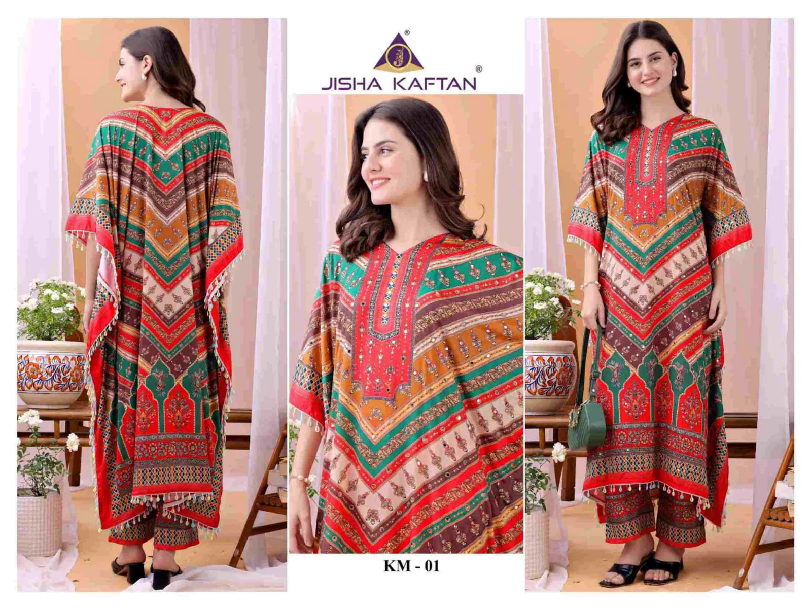 Jisha Kaftan Co Ord Set With Value Addition Volume 1 Poly Feather Silk Orders In India